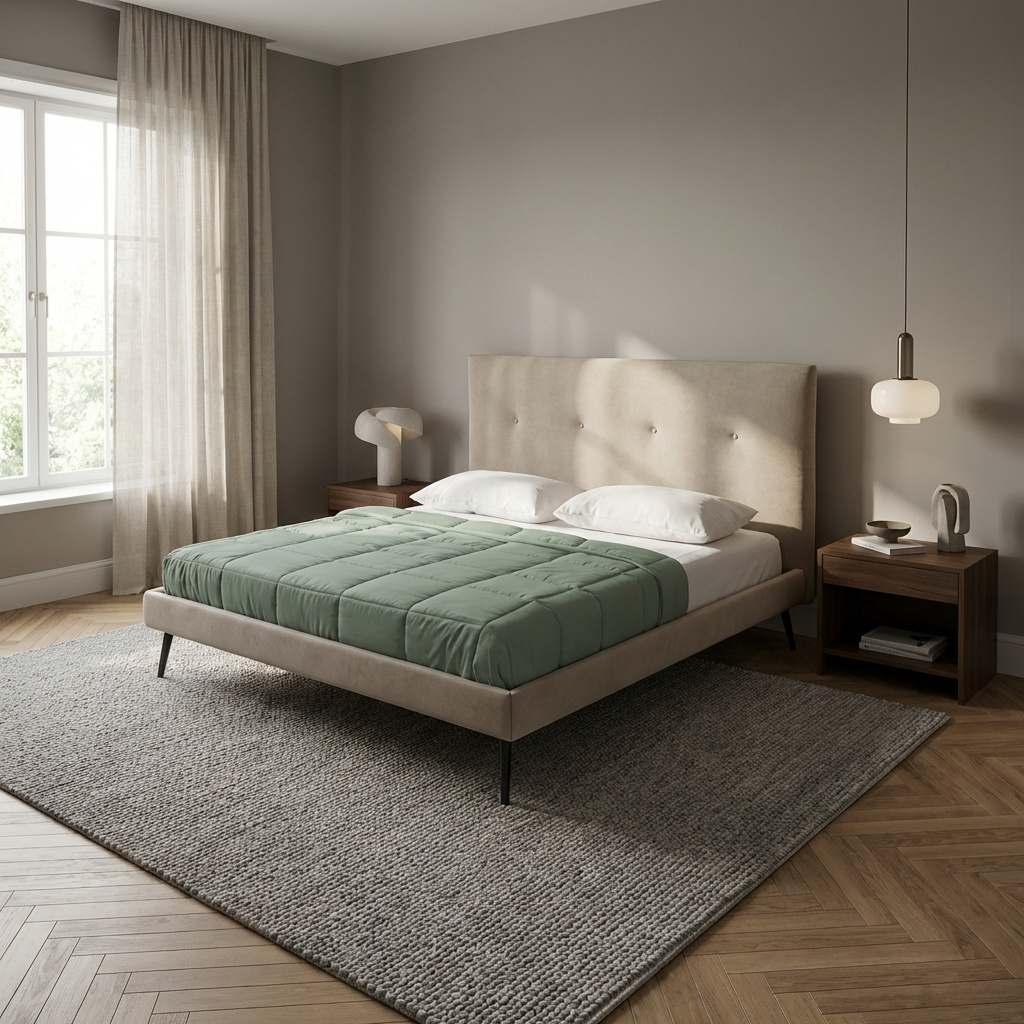 DecHome STILETTO160ENJOY03 Letto Matrimoniale con Rete Fissa Tessuto Enjoy 175x205x123 cm Tortora