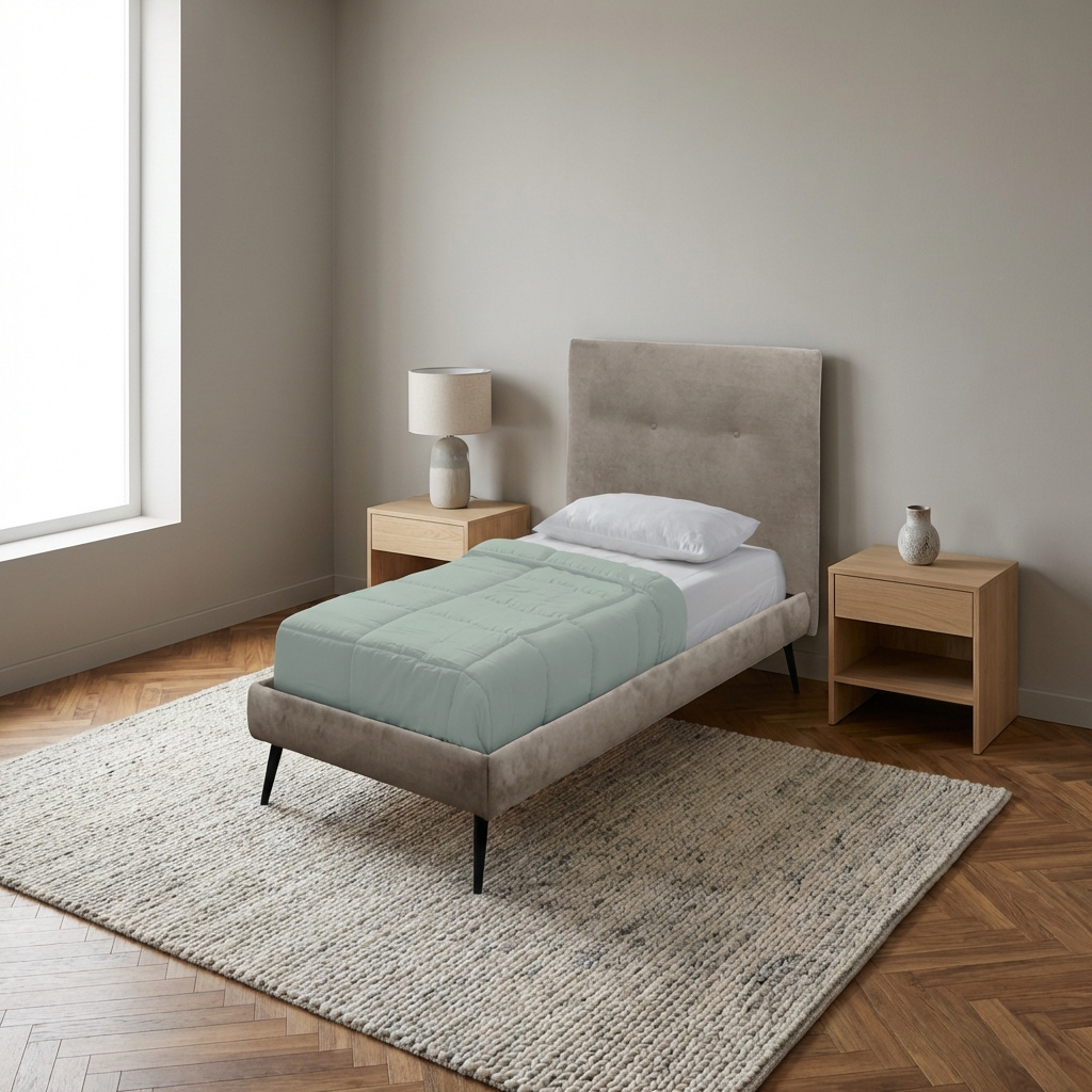 DecHome STILETTO80ENJOY03 Letto Singolo Moderno con Rete Doghe 95x205x123 cm Tessuto Tortora