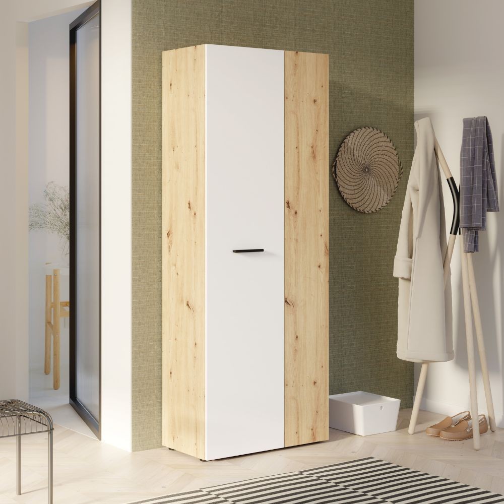 DecHome TEODORO2ANTROVBIPS Armadio Portascope 2 Ante 69x36x181 cm Truciolare RovereBianco TeodOro
