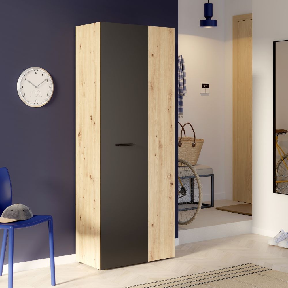 DecHome TEODORO2ANTROVBL Mobile Multiuso 2 Ante 68.7x36.5x181.1 cm RovereNero TeodOro