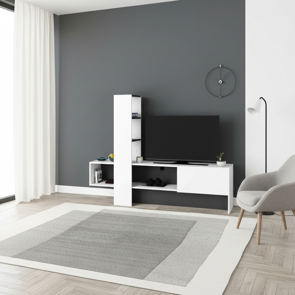 DecHome TROYAANTR Mobile TV Moderno 180x38x138 Bianco Troya