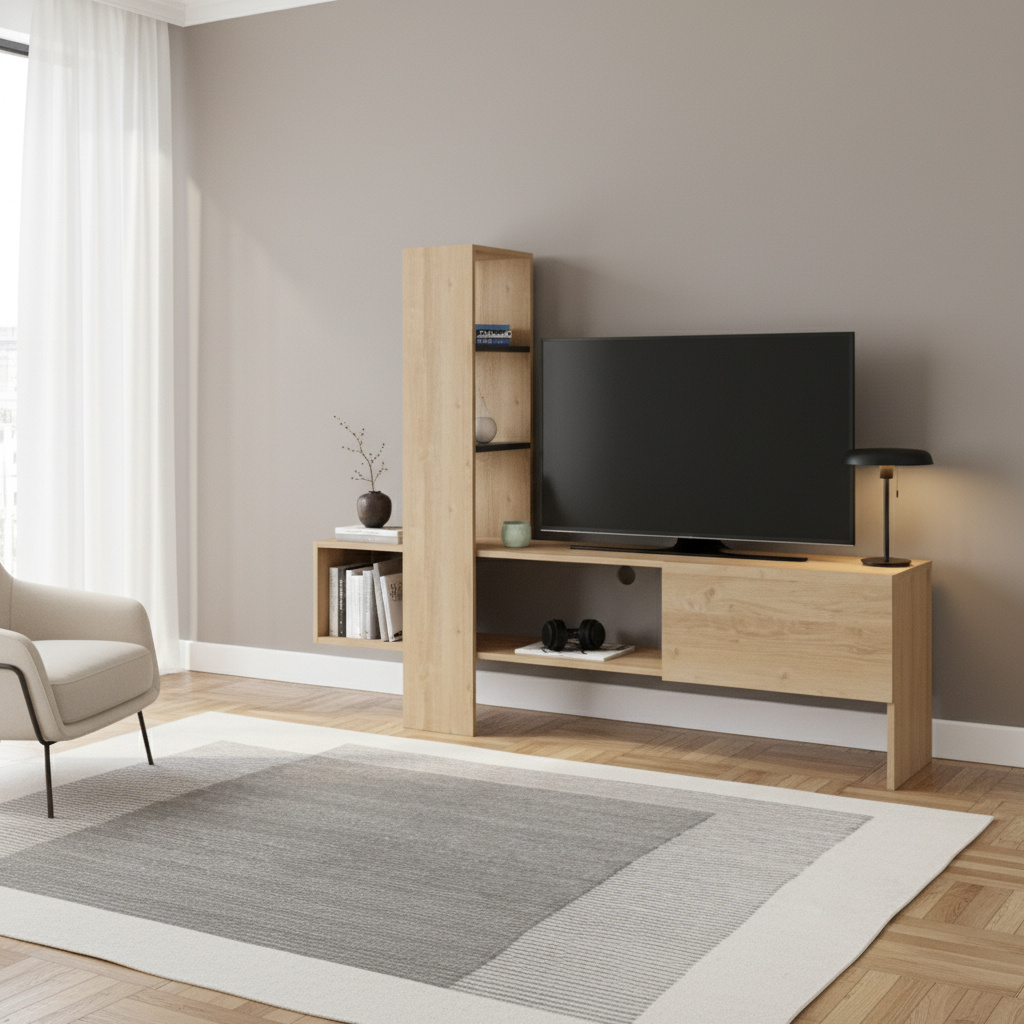 DecHome TROYAOAK Mobile TV Moderno 180x38x138 Antracite e Rovere Troya