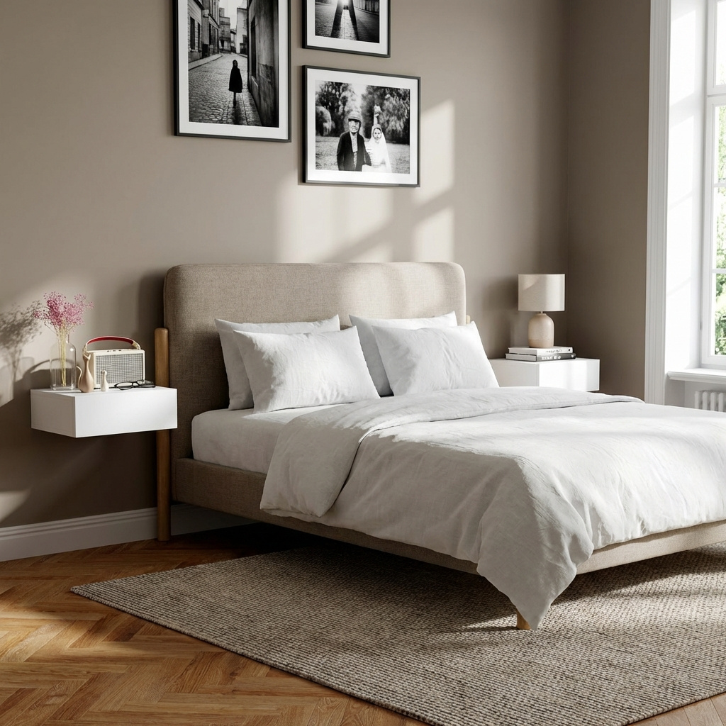 DecHome U6871WT Comodino Camera da Letto Sospeso 1 Cassetto in Legno 40x30x15 Bianco