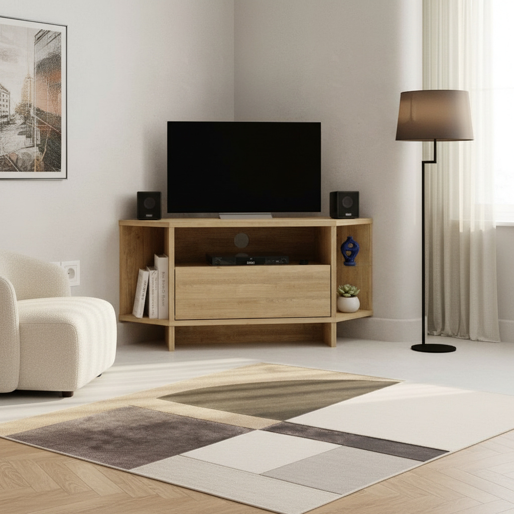 DecHome VIVATVROV Mobile TV Angolare Moderno 95,7x35,4x45,3 Rovere Viva