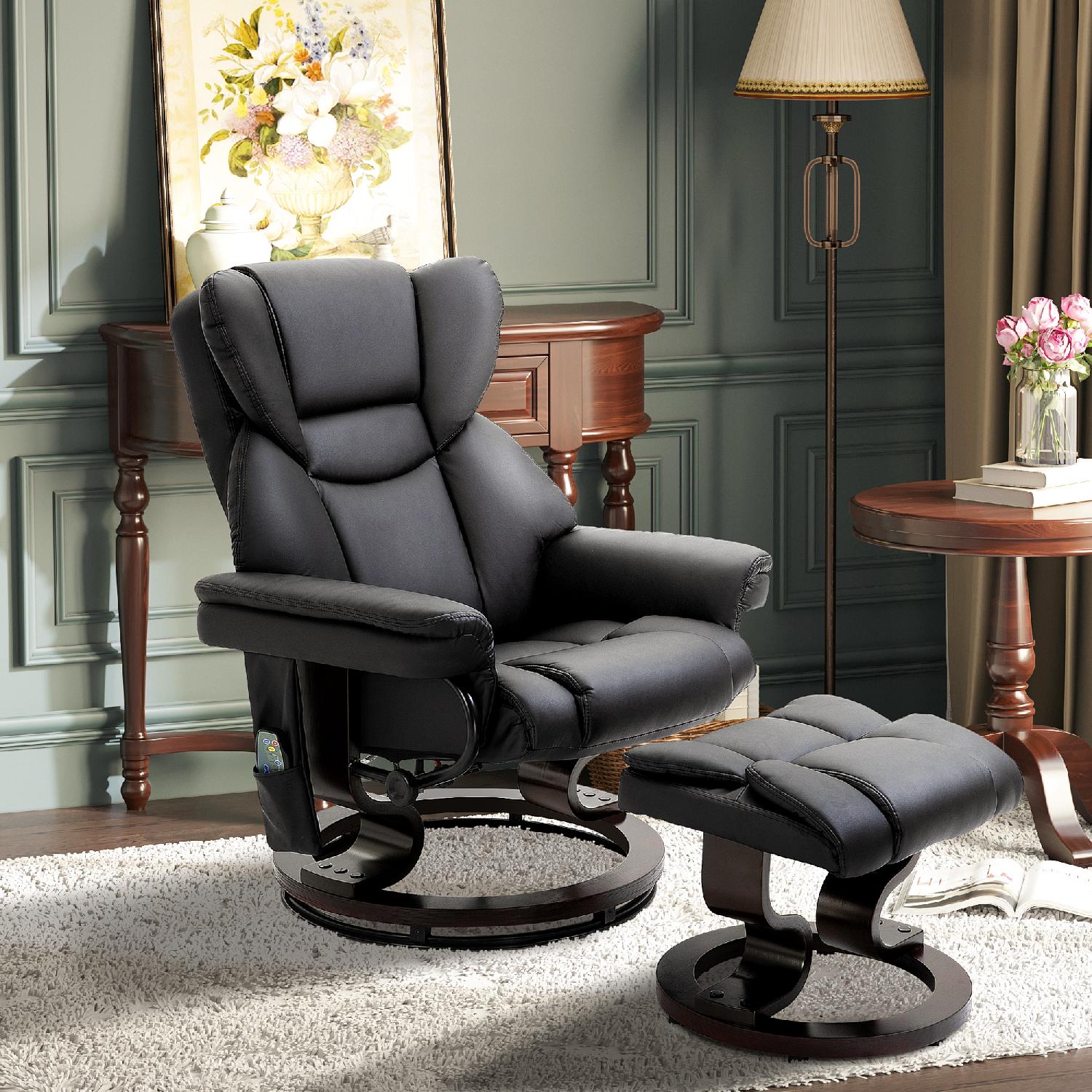 DecHome W792BK Poltrona Relax Reclinabile Elettrica Massaggiante Pouf Poggiapiedi Nero