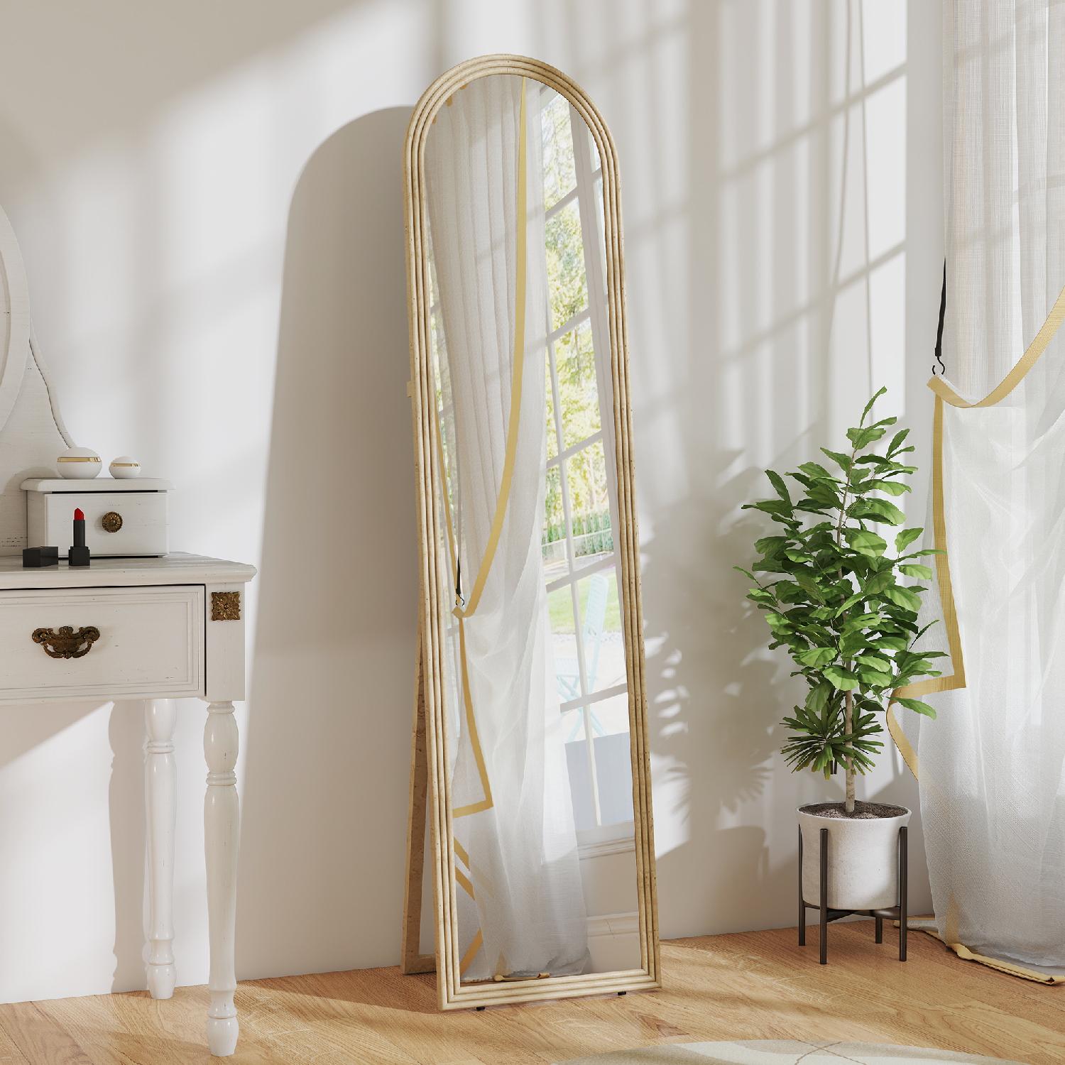 DecHome W852BG Specchio da Terra e Parete a Figura Intera con Cavalletto 40x160cm Beige