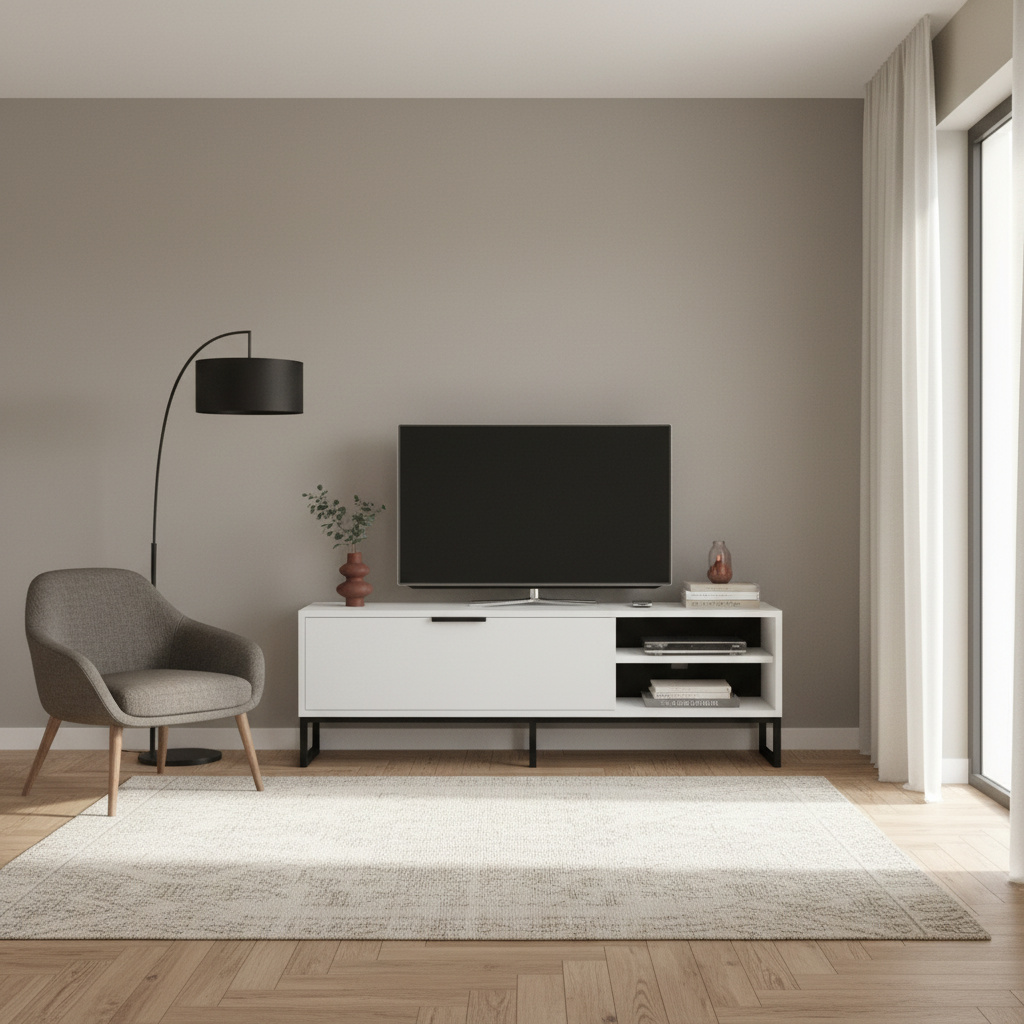 DecHome WAYTV Mobile TV Moderno Metallo 140x35x45 Bianco Way