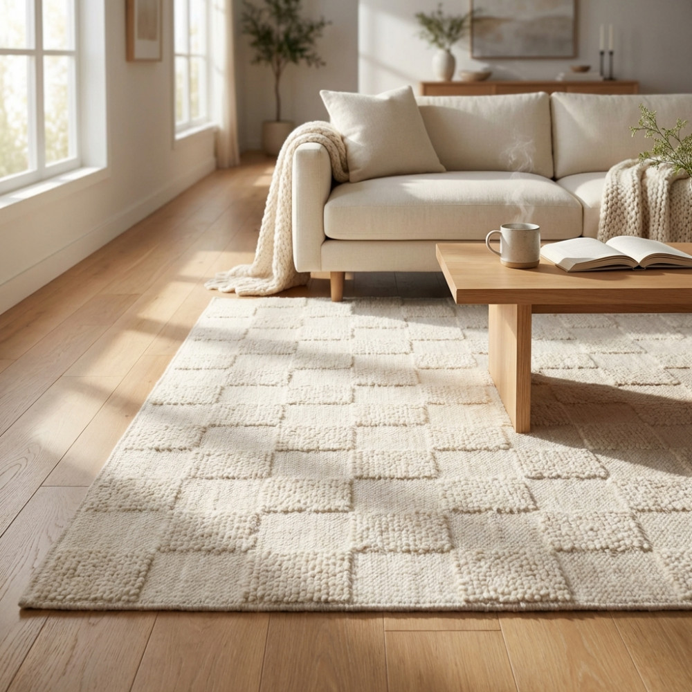 DecHome WO801802 Tappeto per Soggiorno 160x230 cm Cotone e Lana Beige e Bianco