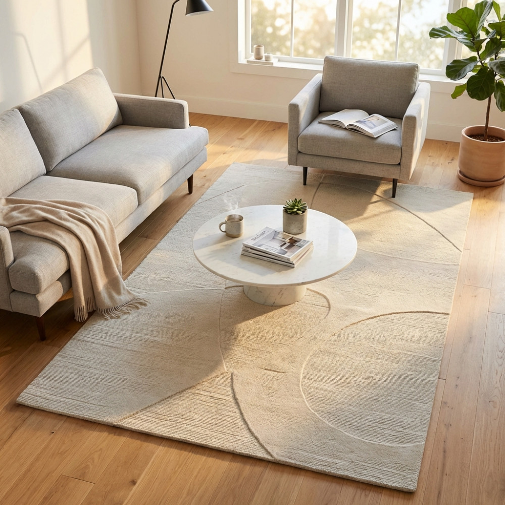 DecHome WO801811 Tappeto per Soggiorno 120x180 cm in Cotone e Lana BeigeBianco