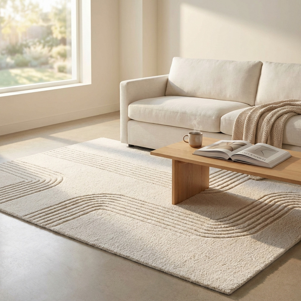 DecHome WO801813 Tappeto per Soggiorno 120x180 cm in Cotone e Lana BeigeBianco
