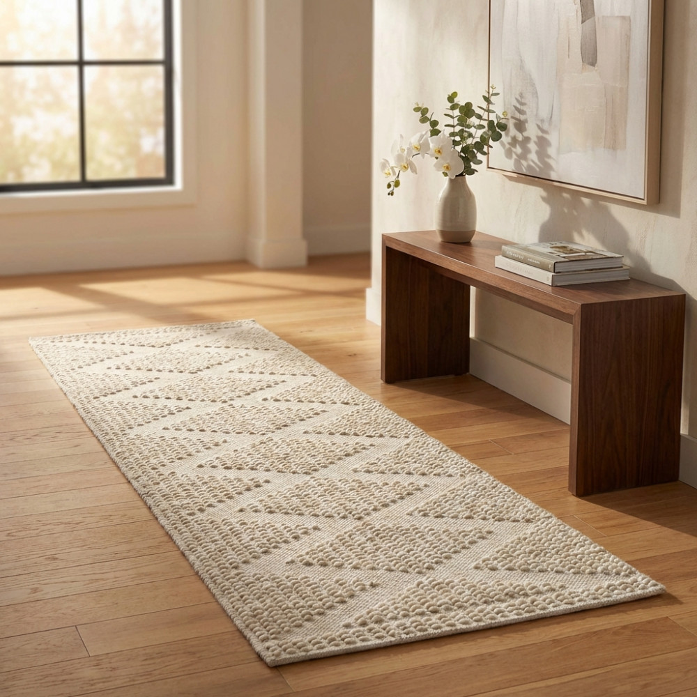 DecHome WO801817 Tappeto per Soggiorno 120x180 cm in Cotone e Lana BeigeBianco