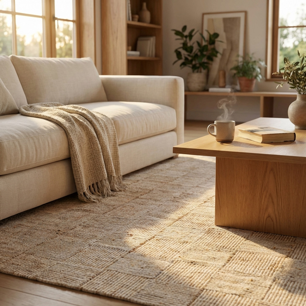 DecHome WO801821 Tappeto per Soggiorno 120x180 cm in Juta e Lana Beige