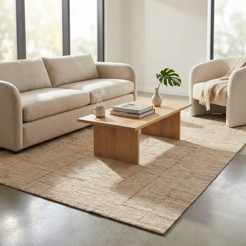 DecHome WO801822 Tappeto per Soggiorno 160x230 cm in Juta e Lana Beige