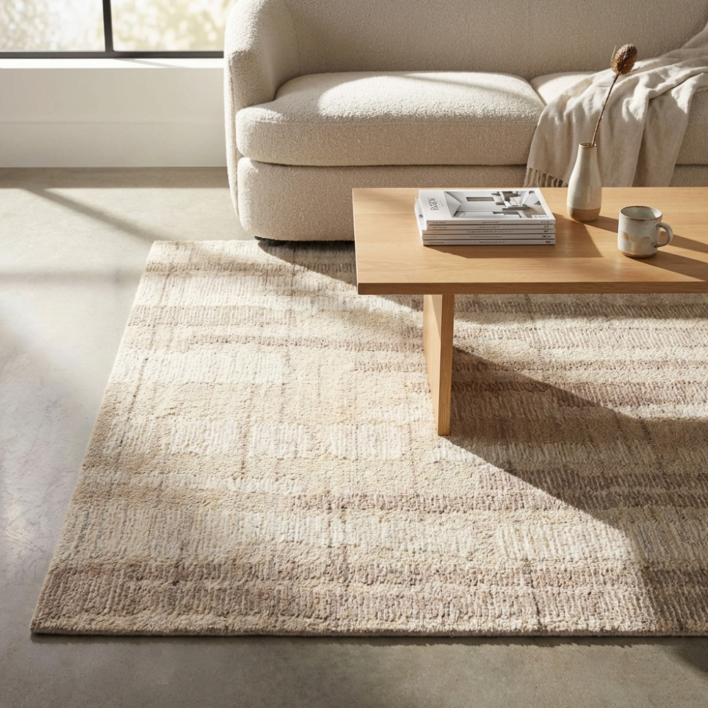 DecHome WO801823 Tappeto per Soggiorno 120x180 cm in Cotone e Lana Ecr� e Beige