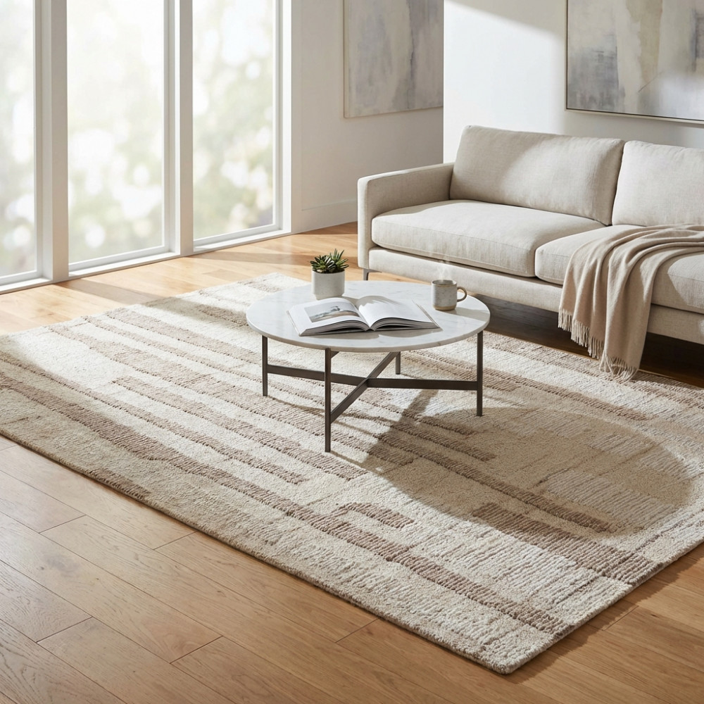 DecHome WO801824 Tappeto per Soggiorno 160x230 cm in Cotone e Lana Ecr� e Beige