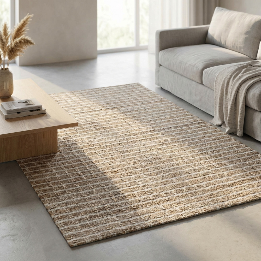 DecHome WO801829 Tappeto per Soggiorno 120x180 cm in Lana e Juta Marrone Chiaro