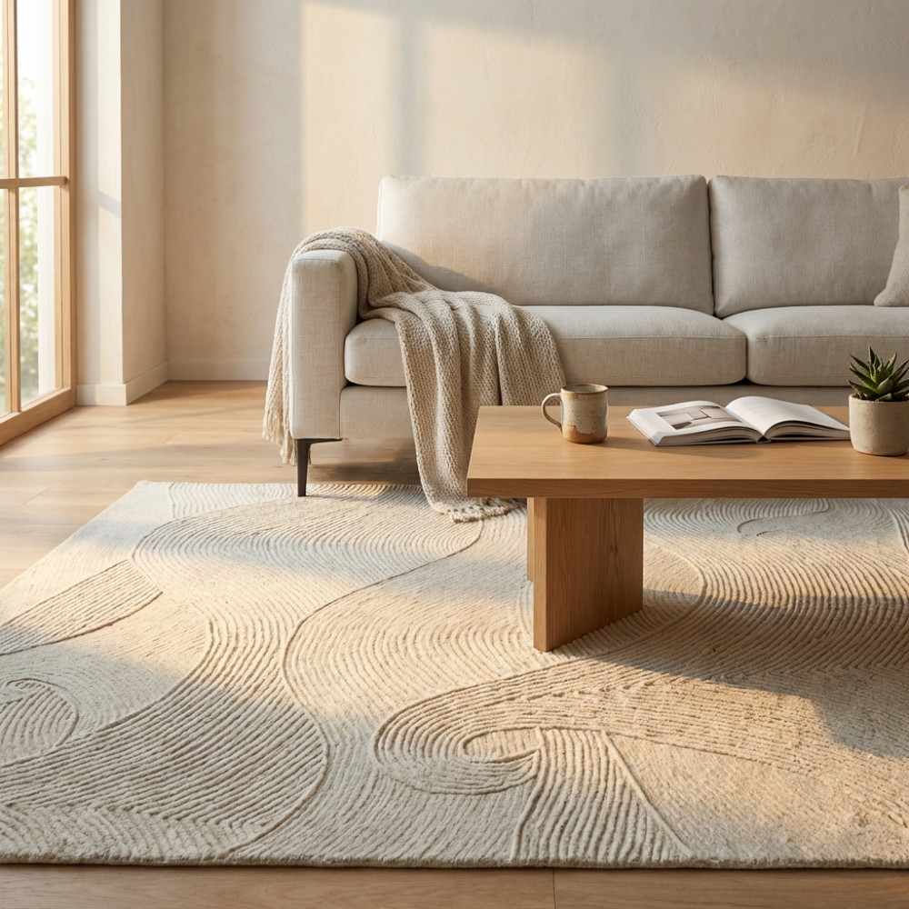 DecHome WO801832 Tappeto per Soggiorno 160x230 cm in Cotone e Lana Bianco