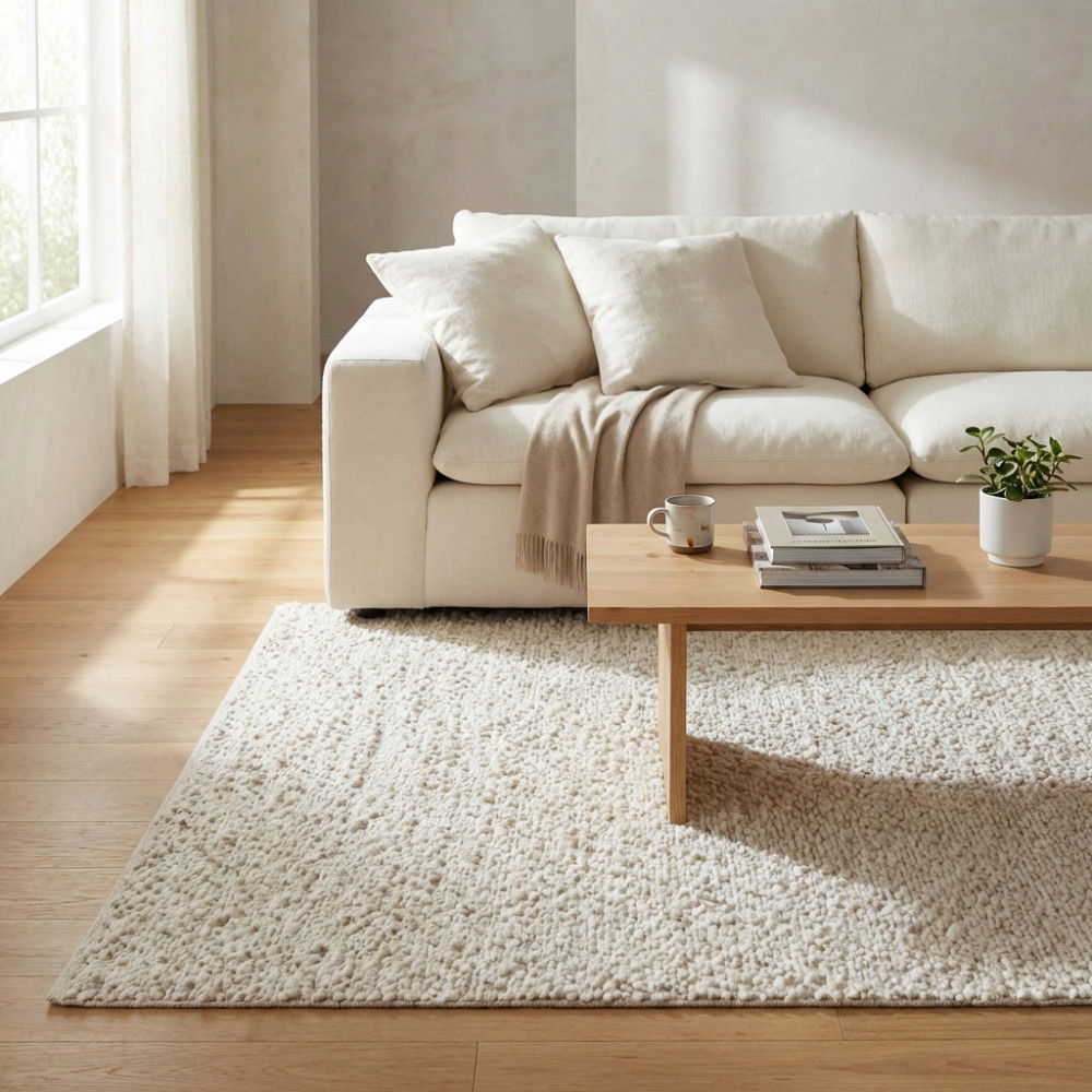 DecHome WO801833 Tappeto per Soggiorno 120x180 cm in Juta e Lana Bianco