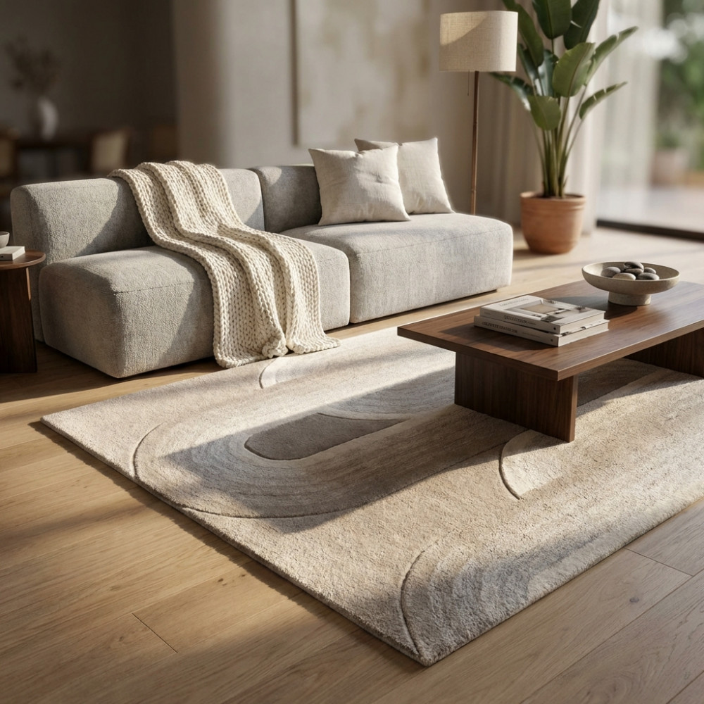 DecHome WO801835 Tappeto per Soggiorno 120x180 cm in Cotone e Lana Tortora