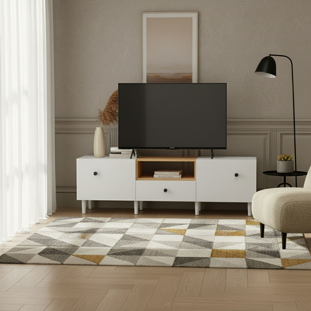 DecHome WTZ451 Mobile TV Moderno Legno 150x35x45 BiancoLegno