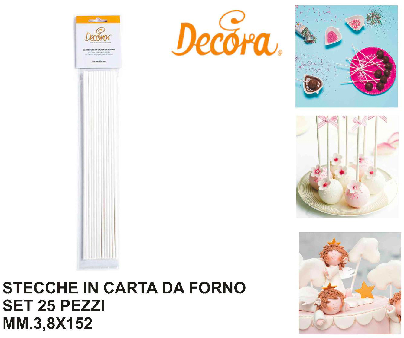 Decora DEC0050371 Stecche In Carta Forno Set 25 Pezzi mm 3.8x152