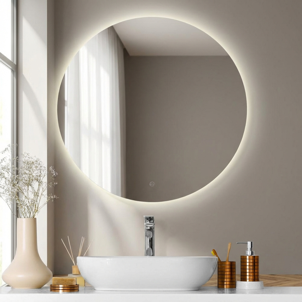 Divina Home DHLU80 Specchio Bagno Tondo in ABS 80 cm