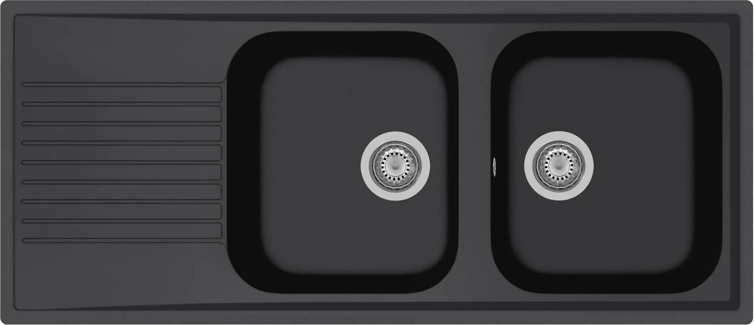 ELLECI LG250040 Lavello Cucina 2 Vasche da Incasso 116 cm Granitek Nero  Life 500