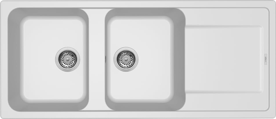 ELLECI LG250068 Lavello Cucina 2 Vasche Incasso 116 cm Granitek Bianco  Life 500