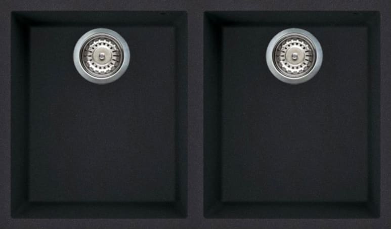 ELLECI LGQ35040BSO Lavello Cucina Sottotop 2 Vasche 76 cm Nero G40  Quadra 350