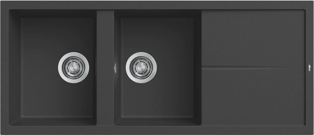 ELLECI LGU50040 Lavello Cucina 2 Vasche Incasso 116 cm Granitek Nero  Unico 500