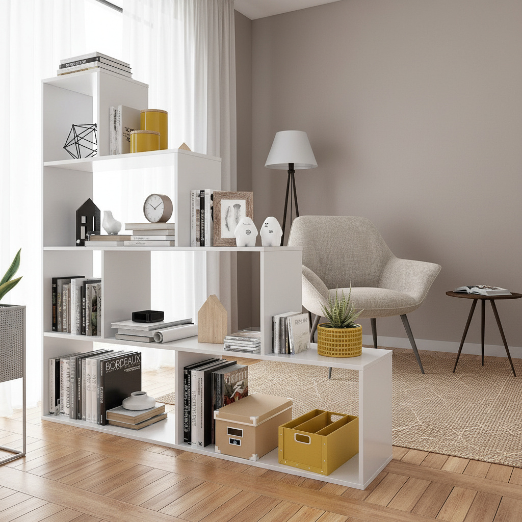 FORES HABITAT 002255BO Libreria Moderna 4 Ripiani 145x29x145 cm Bianco