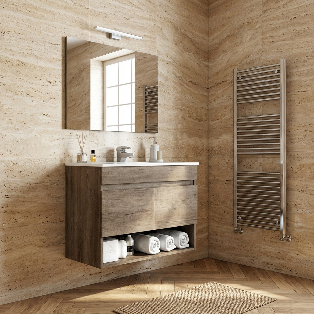 FORES HABITAT 305110H Mobile Bagno Sospeso con Specchio 80 cm Rovere Dakota