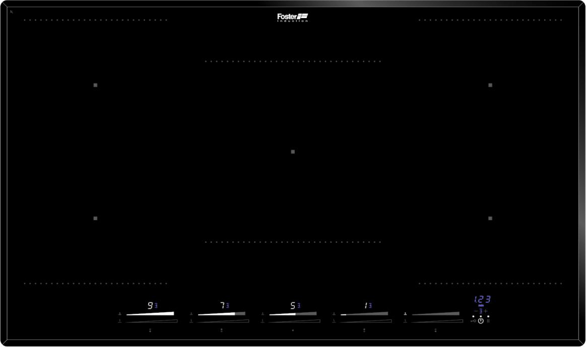 FOSTER 7384 646 Piano Cottura Induzione 5 Fuochi 86 cm in Vetroceramica Nero KE Induction