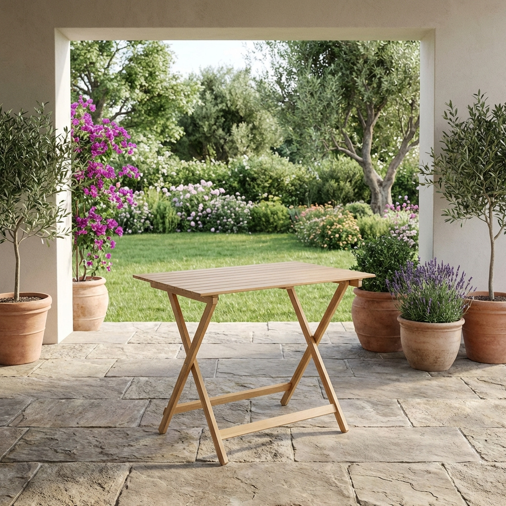 Frasm F2005 Tavolo da Giardino Pieghevole Rettangolare Legno 80x60x72 cm Legno