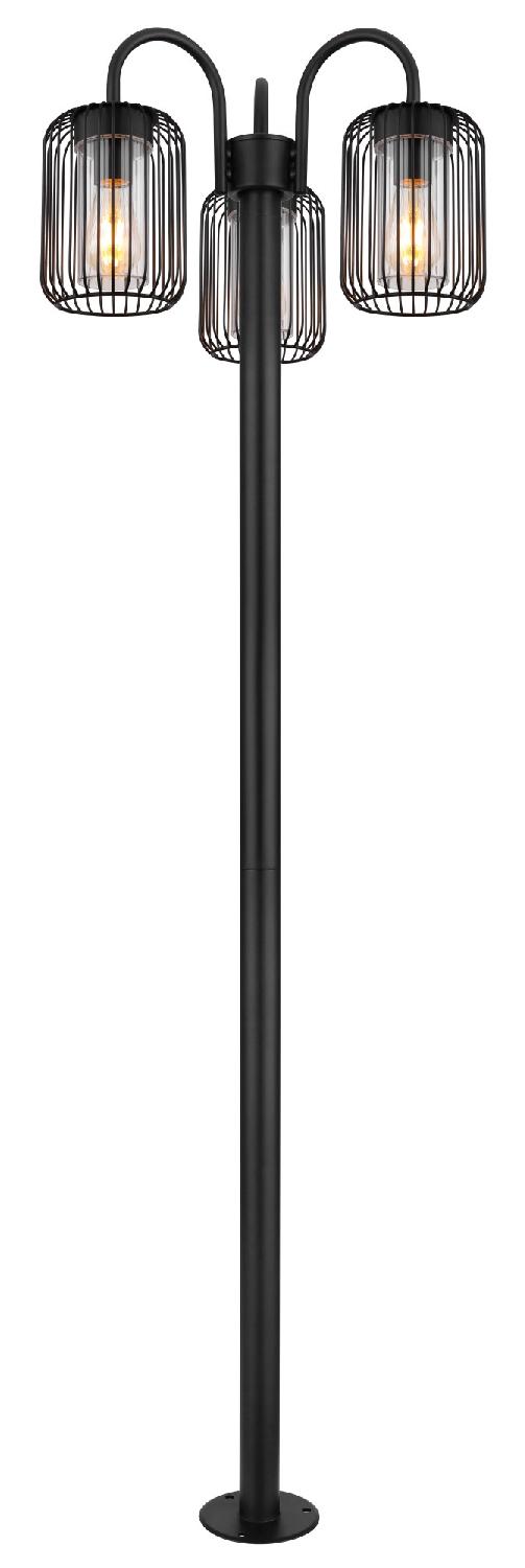 GLOBO LIGHTING 31986-3 Lampione da Esterno  Acciaio Inox Nero 3xE27