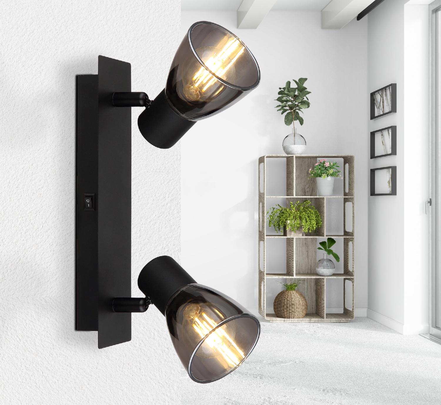 GLOBO LIGHTING 54307-2 Plafoniera a Soffitto 2 Luci Nero Opaco  Claude