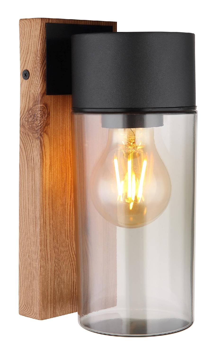 GLOBO LIGHTING Etsi Applique da Esterno  Attacco E27 Vetro Fum� Legno