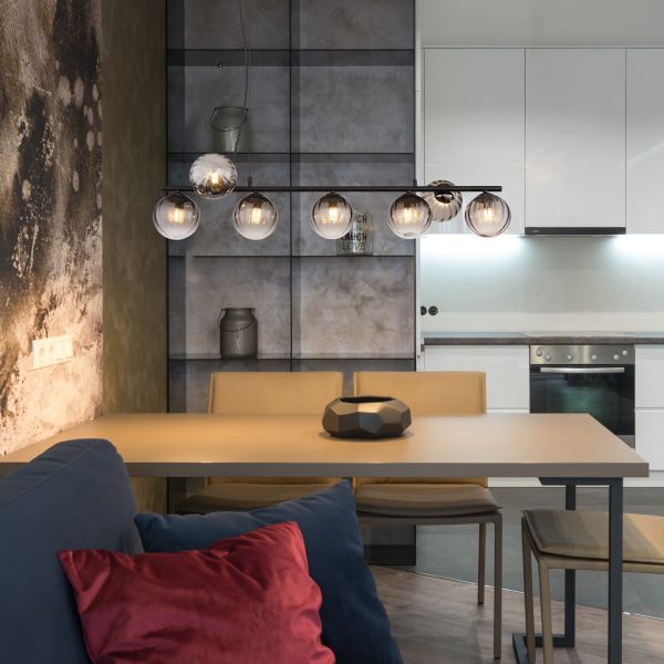 GLOBO LIGHTING 15216-7H Lampada a Sospensione 7 Lampade in Metallo Nero  Dallerta