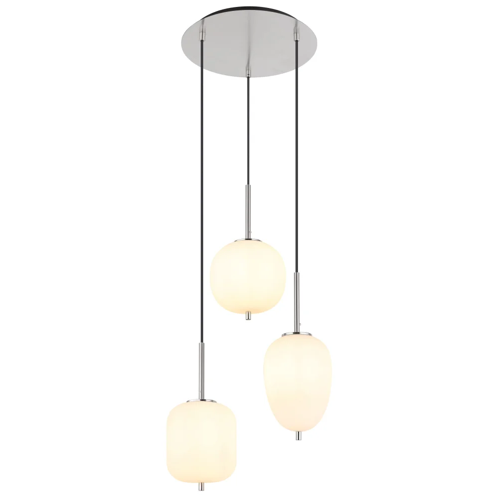 GLOBO LIGHTING 15345-3NO Lampada a Sospensione 3 Lampade Metallo Nichel  Blacky