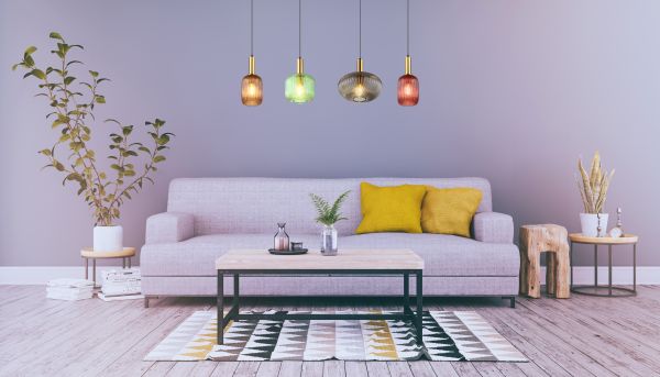 GLOBO LIGHTING 15469-4H Lampada a Sospensione 4 Lampade in Metallo Ottone  Normy