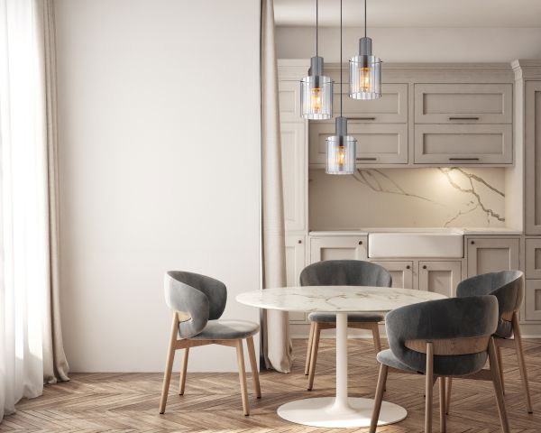 GLOBO LIGHTING 15904-3HR Lampada a Sospensione Tulivar 40 Watt 3xE27 Grigio