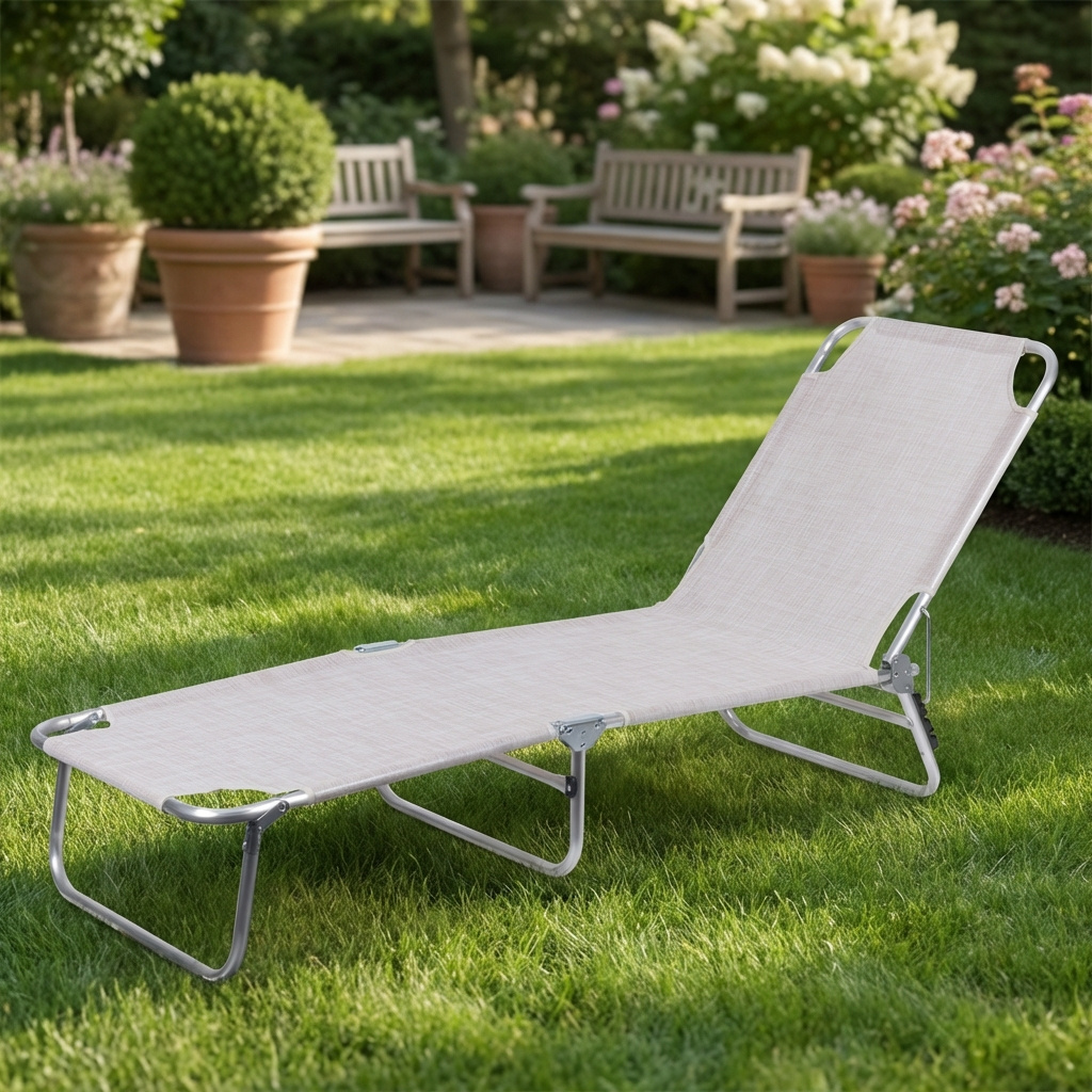 Galileo 2101759 Lettino Prendisole da Giardino Pieghevole 190x58x27 Ecr� Viareggio Est�