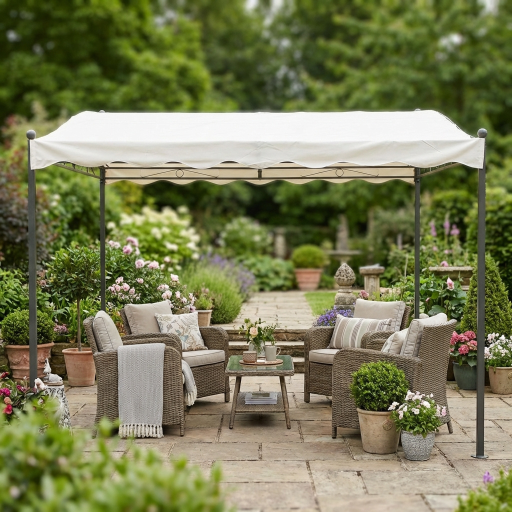 Galileo 2179283 Pergola da Esterno in MetalloPoliestere 2,5x3x2,5 mt Ecr� - Est�