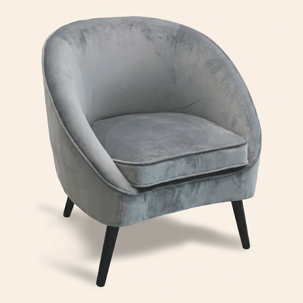 Galileo 2191360 Poltrona Moderna in Velluto 74x66x77 Grigio Chiaro