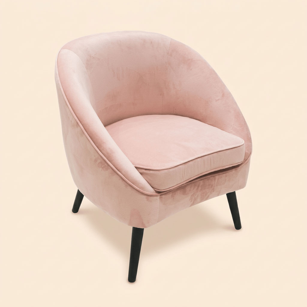 Galileo 2191362 Poltrona Moderna in Velluto 74x66x77 Rosa Cipria