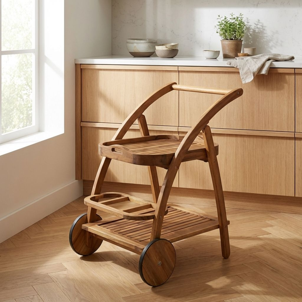 Galileo 2192661 Carrello Cucina Portavivande in Legno 54x78x79 cm Legno Naturale