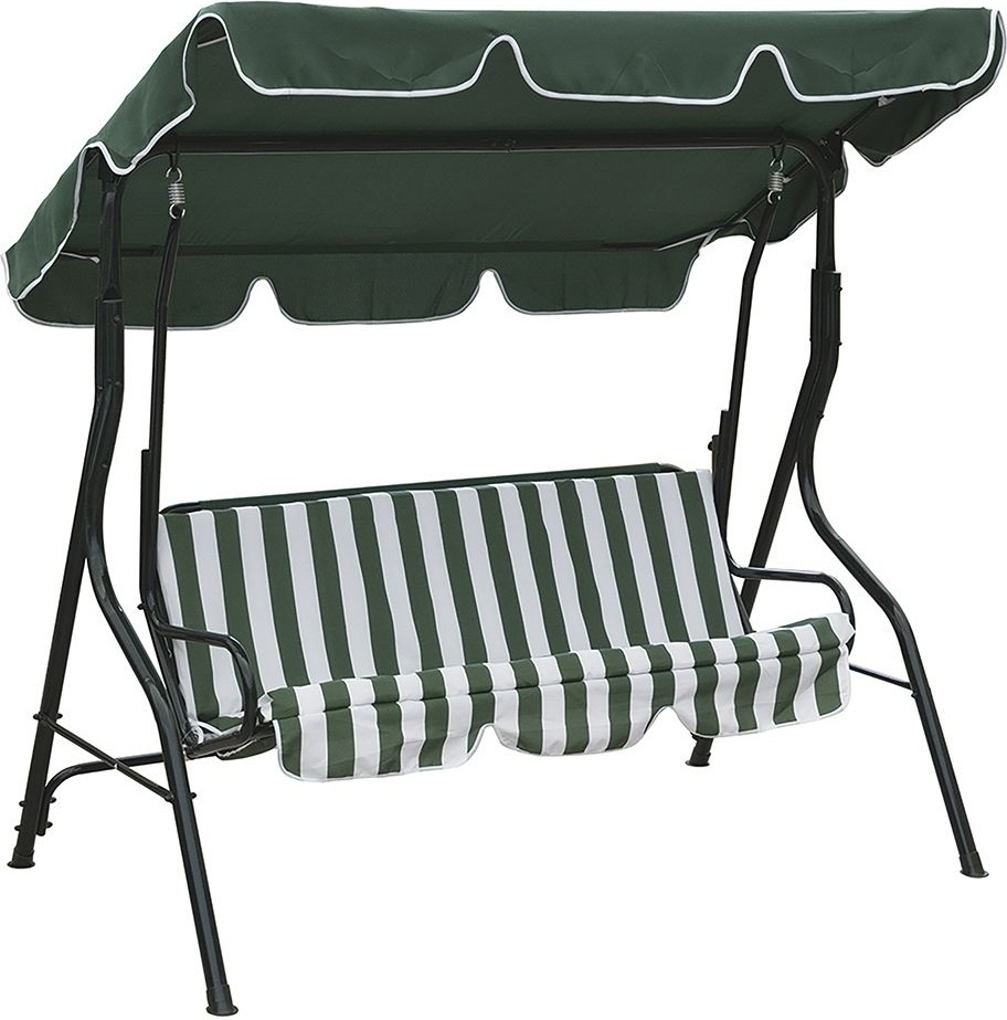 Galileo 5901448 Dondolo da Giardino 3 Posti Parasole 170x110x160 VerdeBiancoNero