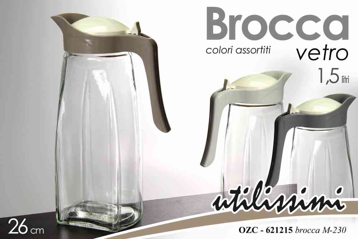 Gicos 621215 Brocca in Vetro con Coperchio Plastica litri 1.5