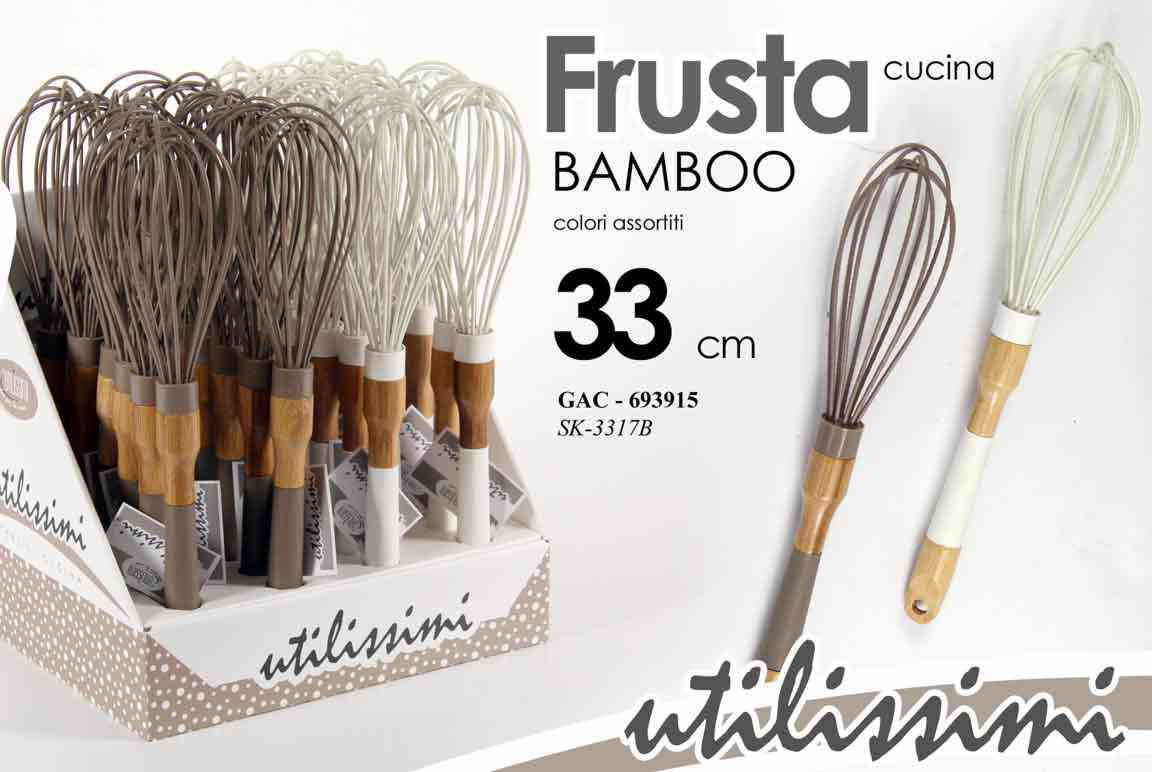 Gicos 693915 Sbattitore Frusta Cucina Silicone cm 33 Manico Bamboo