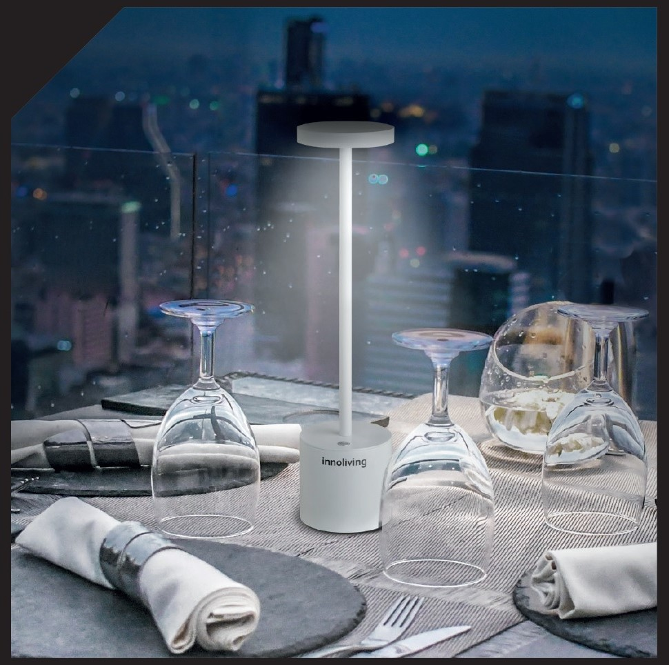 INNOLIVING INN-094W Lampada da Tavolo 1.3 W LED Luce Bianco Caldo 3000 K Bianco